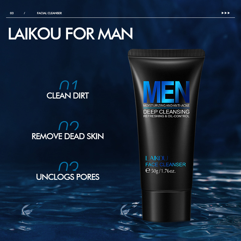 Salicylic Acid Cleanser - LAIKOU 男性用洗顔料洗顔保湿男性スキンケアオイルコントロールにきび除去スクラブ化粧品ディープノリッシュ