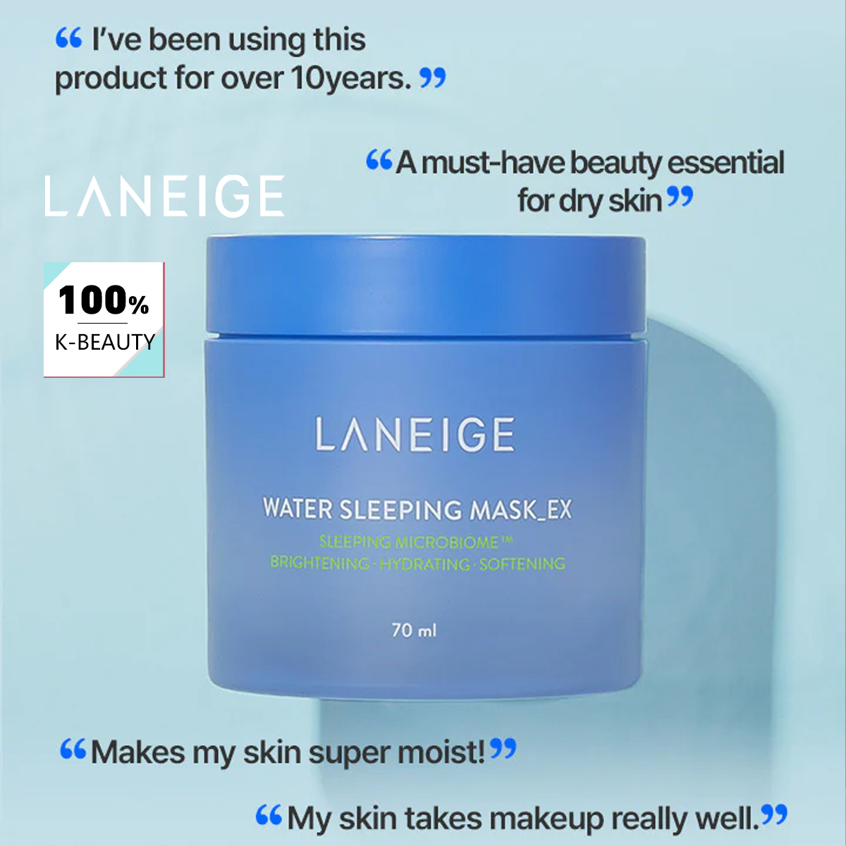 Skincare Laneige - LANEIGE ウォータースリーピングマスク 70ml、一晩中保湿、深い保湿、贅沢なメイクアップ、韓国スキンケア、K-ビューティー、韓国メイクアップ