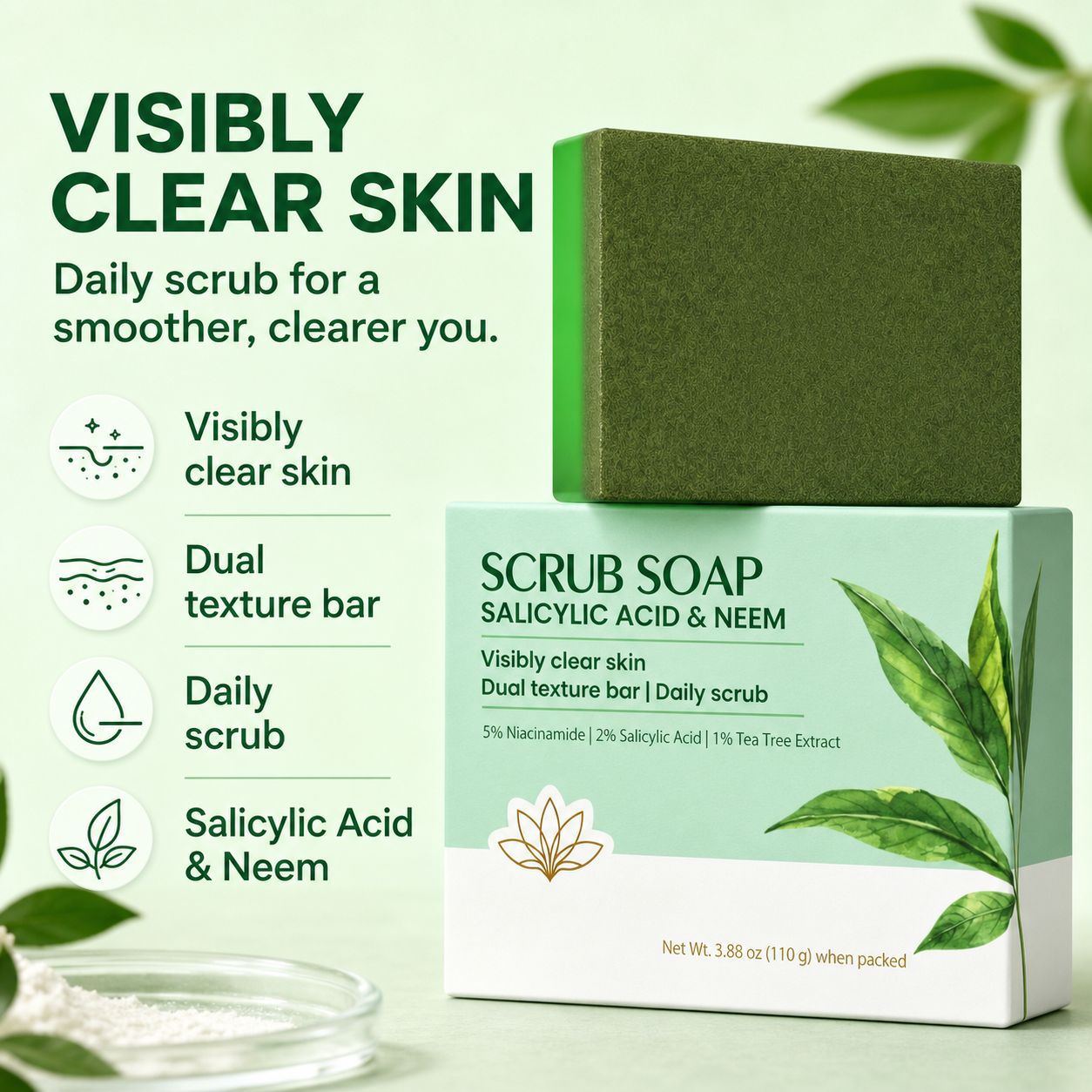 スクラブバーソープ |   サリチル酸＆ニーム配合のデイリー - Salicylic Acid Cleanser のレビューと価格
