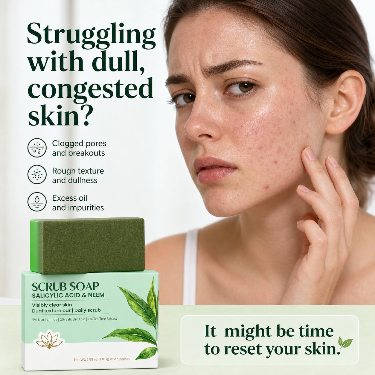 スクラブバーソープ |   サリチル酸＆ニーム配合のデイリー - Salicylic Acid Cleanser のレビューと価格